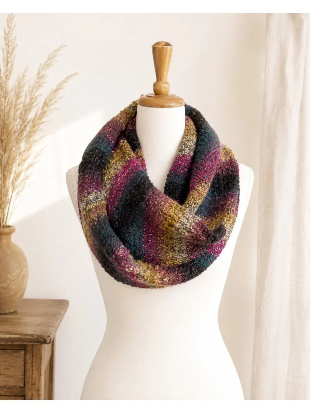 Michael Stars Multicolor Chunky Knit Scarf Colorful Large Infinity Crochet Comfy